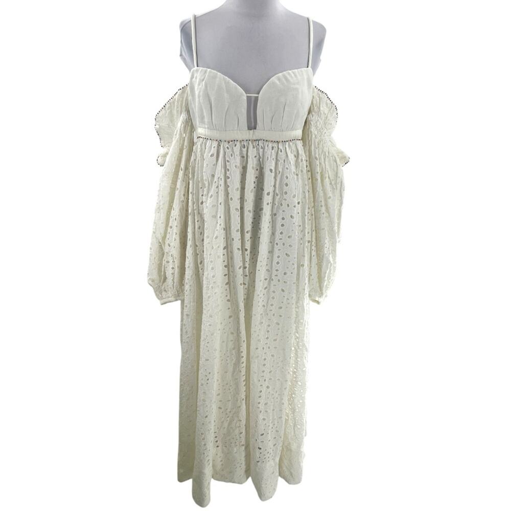 NWT Farm Rio Off-White 3D Flower Maxi Dress Size Medium - Picture 5 of 9